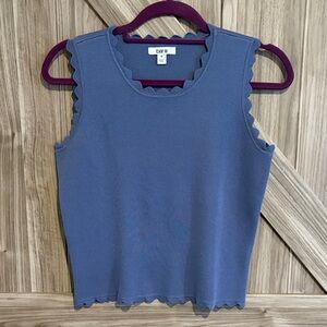 Bar III Women's Tank Top in Blue with Scalloped Trim